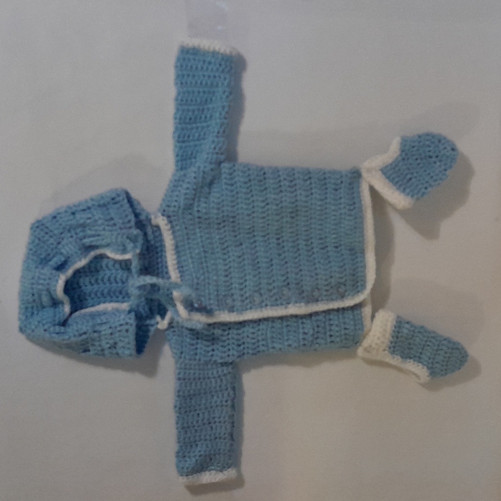 A soft light blue hoodie.